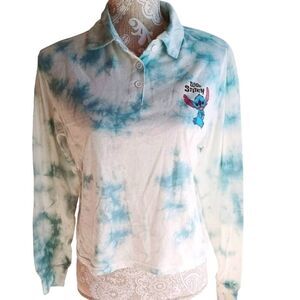 Disney long sleeve Stitch polo shirt Size Medium